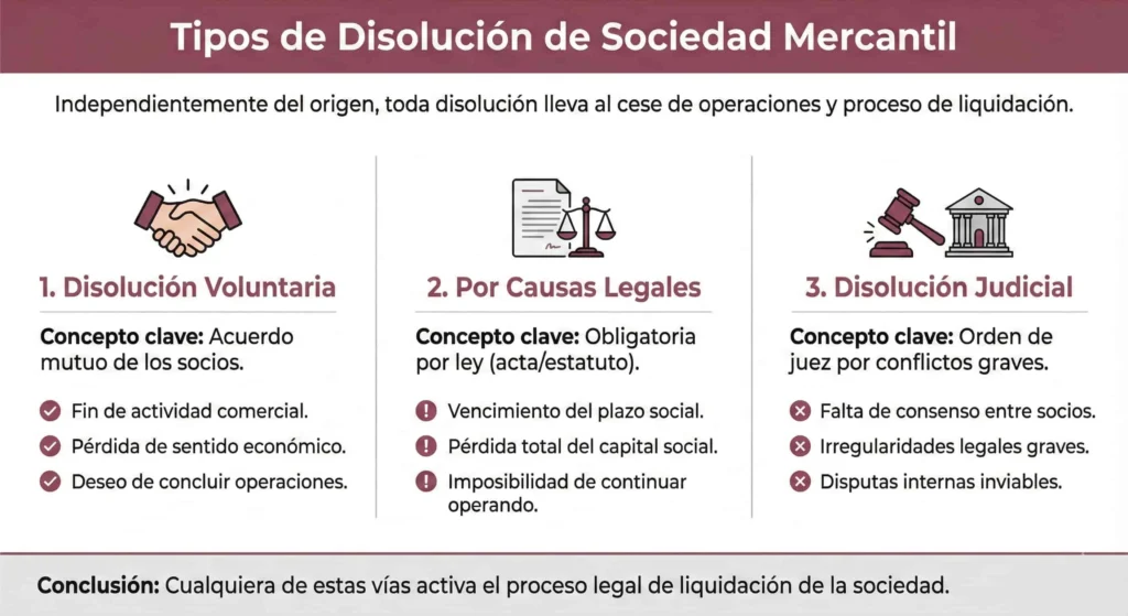 Tipos de disolución de sociedades mercantiles