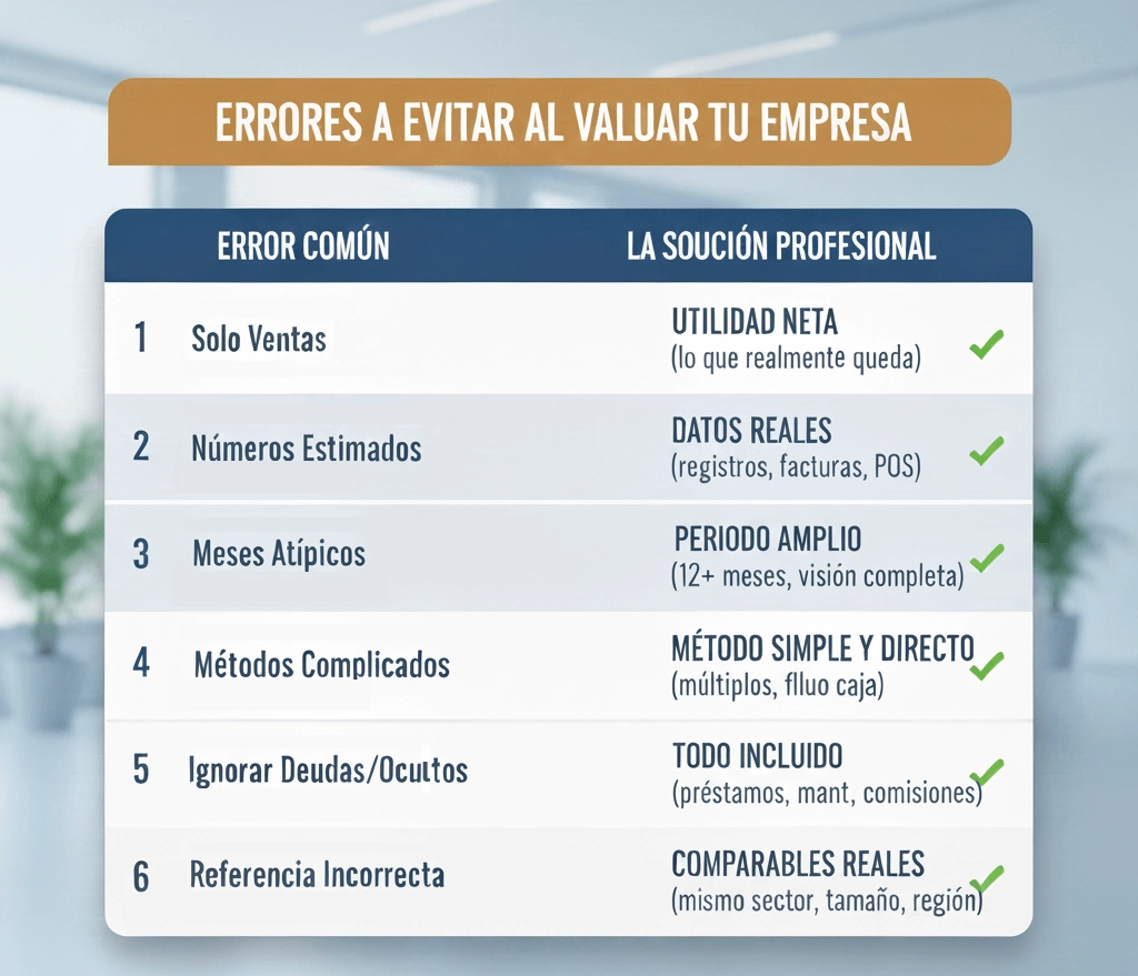 Errores al calcular el valor de una empresa