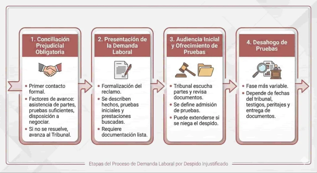Etapas de una demanda laboral por despido injustificado