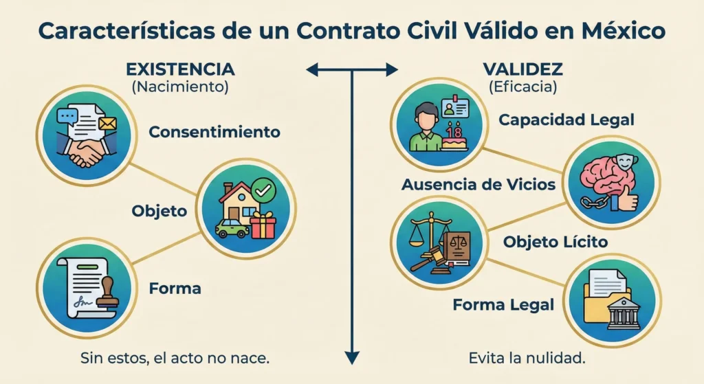 Características legales de un contrato civil en México